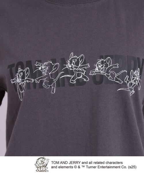 Tom＆Jerry（トムアンドジェリー）の「【TOM and JERRY 別注】ベーシックTシャツ（Tシャツ/カットソー・レディース・チャコール/ホワイト系1/チャコールグレー/ホワイト系3・01/02/03/04）」の13枚目の写真