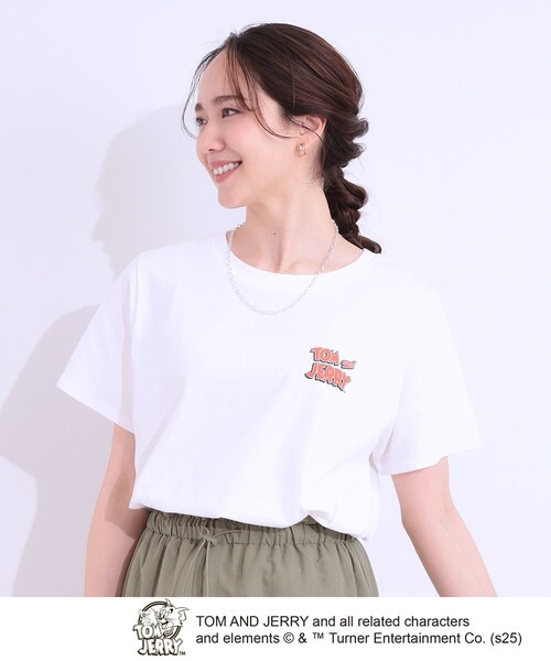 Tom＆Jerry（トムアンドジェリー）の「【TOM and JERRY 別注】ベーシックTシャツ（Tシャツ/カットソー・レディース・チャコール/ホワイト系1/チャコールグレー/ホワイト系3・01/02/03/04）」の14枚目の写真