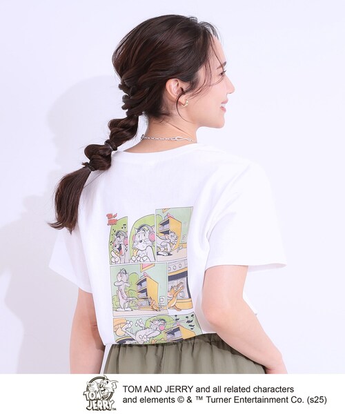 Tom＆Jerry（トムアンドジェリー）の「【TOM and JERRY 別注】ベーシックTシャツ（Tシャツ/カットソー・レディース・チャコール/ホワイト系1/チャコールグレー/ホワイト系3・01/02/03/04）」の15枚目の写真