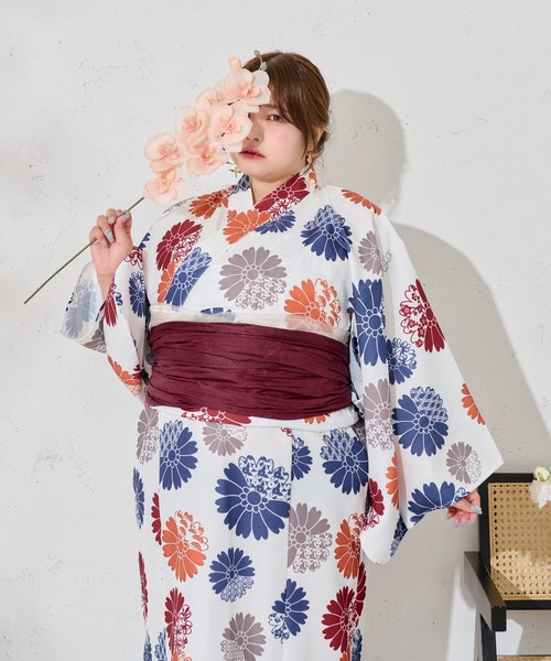 大きいサイズ】アソート花柄セパレート浴衣セット（浴衣