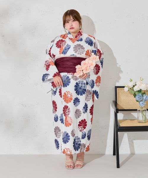 大きいサイズ】アソート花柄セパレート浴衣セット（浴衣