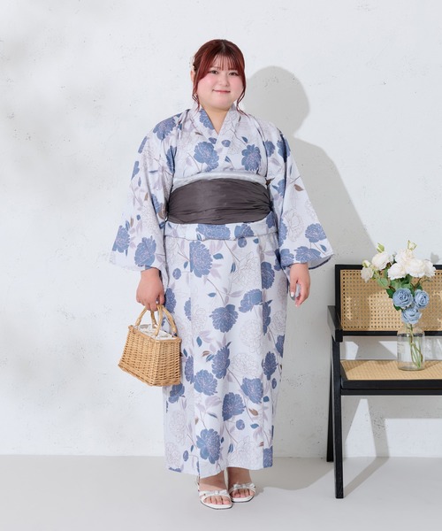 大きいサイズ】アソート花柄セパレート浴衣セット（浴衣