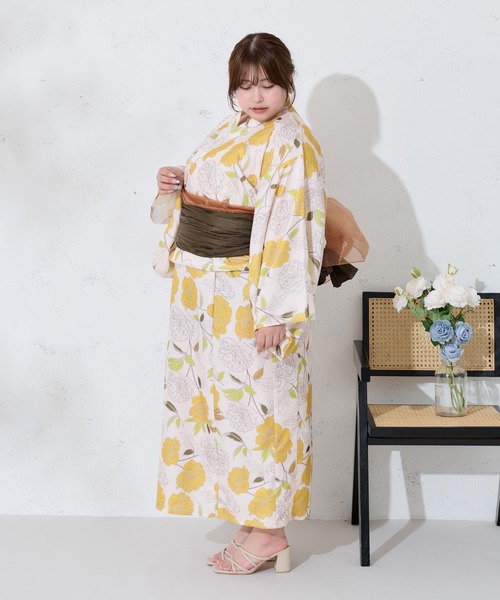（新品無使用）FLORAL YUKATA SET/花柄浴衣セット　大きいサイズ Louiosy 浴衣 「大きいサイズ」花柄浴衣セット レディース