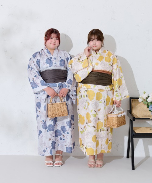 大きいサイズ】アソート花柄セパレート浴衣セット（浴衣）｜Louiosy