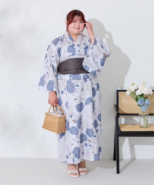 3L ルオシー louisy 浴衣 セール】【大きいサイズ】花柄浴衣セット（ワンピース