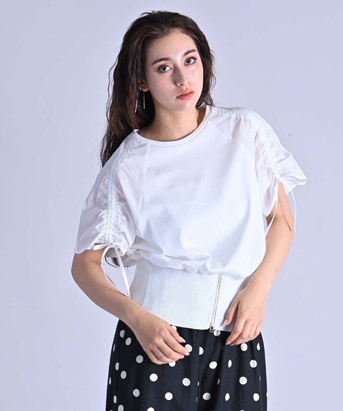 RAW FUDGE(ローファッジ)の「シルケット天竺シャーリングスリーブプルオーバー(Tシャツ/カットソー・レディース・ブラック/オフホワイト・M)」の3枚目の写真