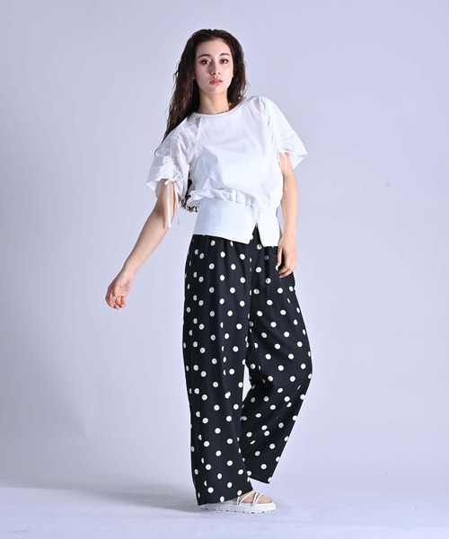 RAW FUDGE(ローファッジ)の「シルケット天竺シャーリングスリーブプルオーバー(Tシャツ/カットソー・レディース・ブラック/オフホワイト・M)」の5枚目の写真