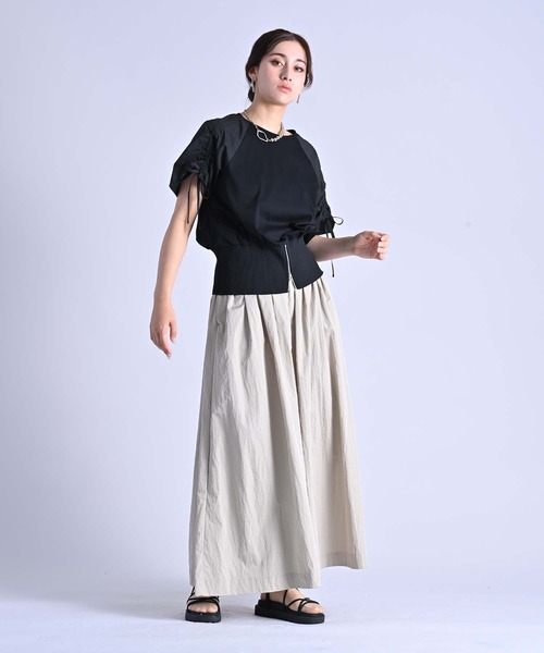 RAW FUDGE(ローファッジ)の「シルケット天竺シャーリングスリーブプルオーバー(Tシャツ/カットソー・レディース・ブラック/オフホワイト・M)」の9枚目の写真