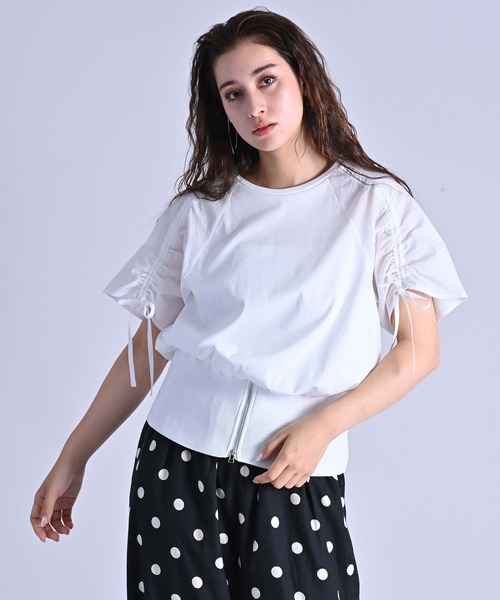 RAW FUDGE(ローファッジ)の「シルケット天竺シャーリングスリーブプルオーバー(Tシャツ/カットソー・レディース・ブラック/オフホワイト・M)」の11枚目の写真