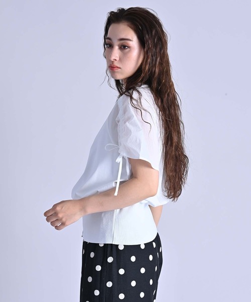 RAW FUDGE(ローファッジ)の「シルケット天竺シャーリングスリーブプルオーバー(Tシャツ/カットソー・レディース・ブラック/オフホワイト・M)」の12枚目の写真