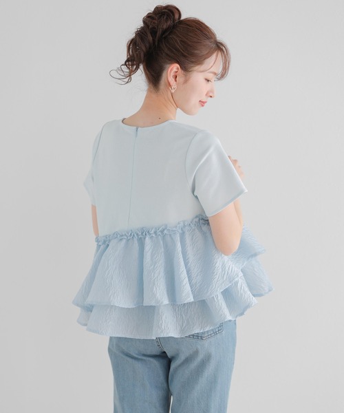 【新品タグ付き】フィットモア　ミックスカラー花柄ジャガードトップス　クリーム ミックスカラー花柄ジャガードトップス【宅配便】 | Fit more