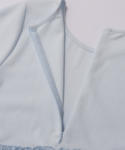 tシャツ ジャガードフリルアシンメトリーペプラムトップス レディース Fit more tシャツ ジャガードフリルアシンメトリーペプラム