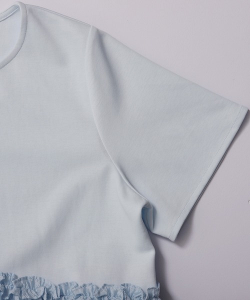 tシャツ ジャガードフリルアシンメトリーペプラムトップス レディース Fit more tシャツ ジャガードフリルアシンメトリーペプラム