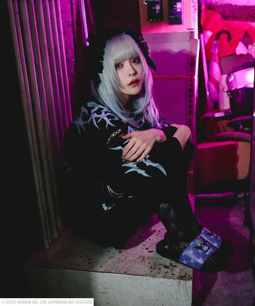 GALFY(ガルフィー)の「GALFY(ガルフィー)クロミコラボ キャラクター レオパード柄甚平 メンズ レディース ユニセックス(浴衣・メンズ・ブラック/パープル・L)」の5枚目の写真
