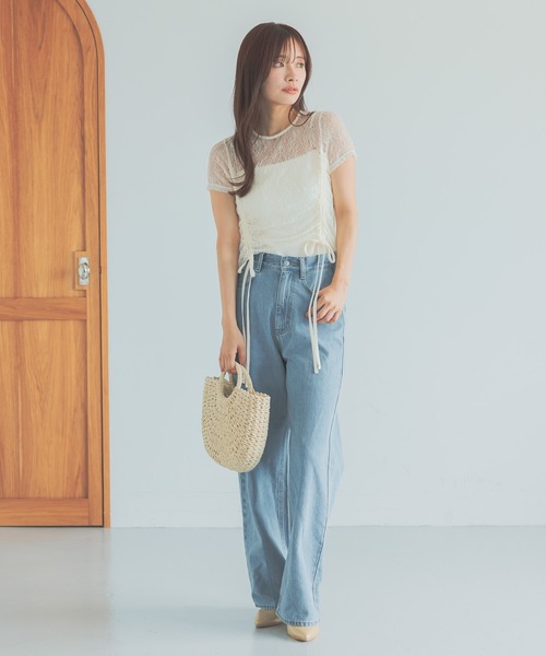 mysty woman（ミスティウーマン）の「レースアレンジドロストT 571959（Tシャツ/カットソー・レディース・モカ/ブルー系その他/アイボリー/ブラック・FREE）」の22枚目の写真