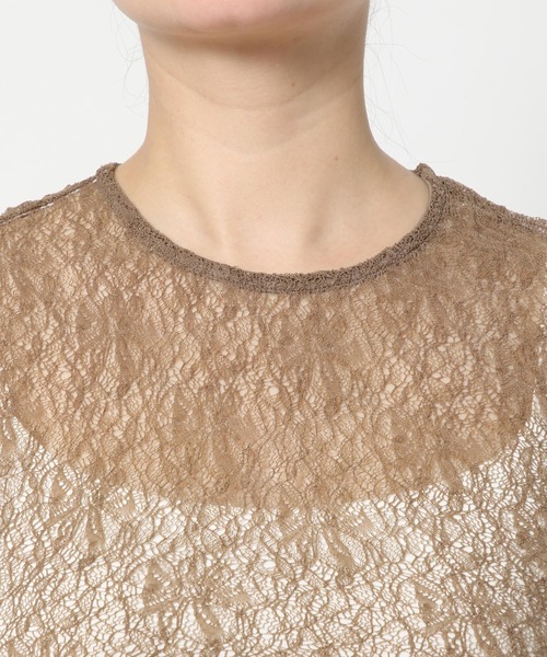 mysty woman（ミスティウーマン）の「レースアレンジドロストT 571959（Tシャツ/カットソー・レディース・モカ/ブルー系その他/アイボリー/ブラック・FREE）」の16枚目の写真