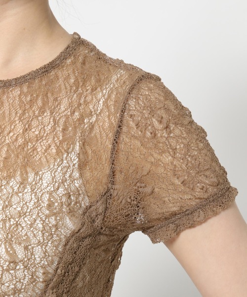 mysty woman（ミスティウーマン）の「レースアレンジドロストT 571959（Tシャツ/カットソー・レディース・モカ/ブルー系その他/アイボリー/ブラック・FREE）」の14枚目の写真