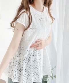 Rosymonster モノトーン ステッチ レーストップス ぺプラム コットン 95493353_1_d_240.jpg