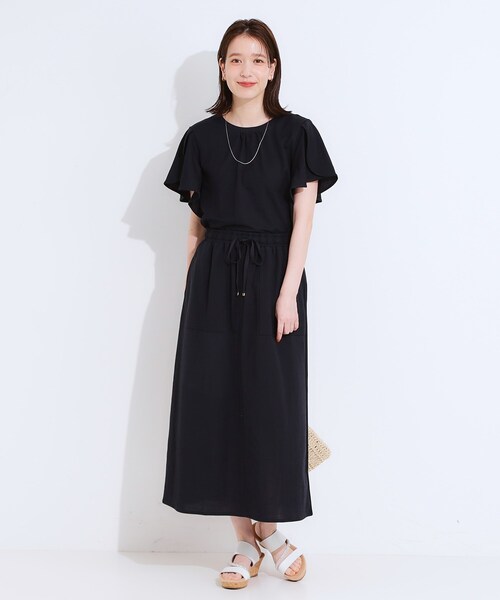 DRESKIP（ドレスキップ）の「【セットアップ可/ひんやり】大人カジュアルに ベイカー風デザインスカート（スカート・レディース・オリーブ/ネイビー/マスタード・04/03/02/01）」の6枚目の写真