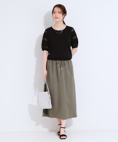 DRESKIP（ドレスキップ）の「【セットアップ可/ひんやり】大人カジュアルに ベイカー風デザインスカート（スカート・レディース・オリーブ/ネイビー/マスタード・04/03/02/01）」の10枚目の写真