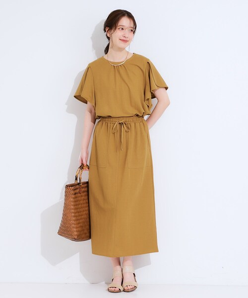 DRESKIP（ドレスキップ）の「【セットアップ可/ひんやり】大人カジュアルに ベイカー風デザインスカート（スカート・レディース・オリーブ/ネイビー/マスタード・04/03/02/01）」の14枚目の写真