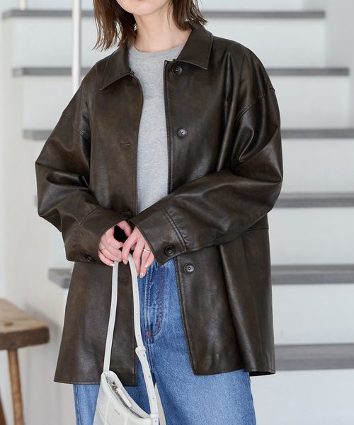 ウォッシャブルフェイクレザーファー襟付カバーオール JOURNAL STANDARD（ジャーナルスタンダード）の「ウォッシャブル