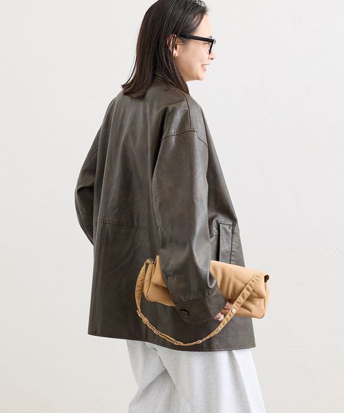 追加》ウォッシャブルフェイクレザーファー襟付カバーオール（その他