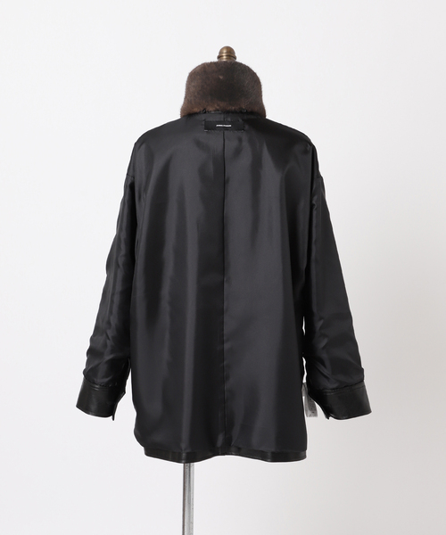 JOURNAL STANDARD ウォッシャブルフェイクレザー襟付カバーオール 追加》ウォッシャブルフェイクレザーファー襟付カバーオール