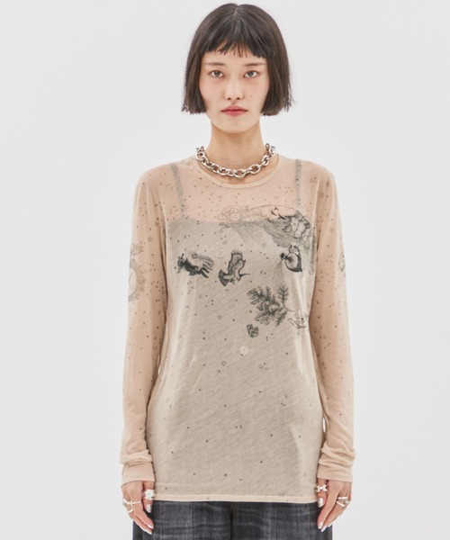 beautiful people - beautiful people(ビューティフルピープル) レディース トップス beautiful people/ビューティフルピープル】sheer R.P.S print