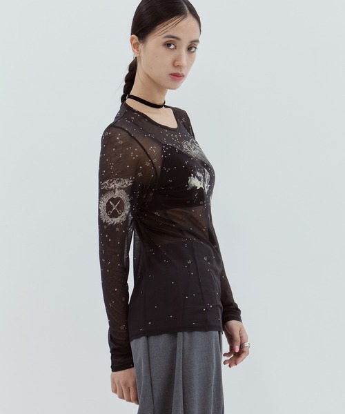 beautiful people - ビューティフルピープル beautiful people トップス beautiful people/ビューティフルピープル】sheer R.P.S print