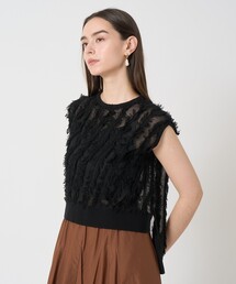 ✨新品タグ付き✨ ANAYI レーシー切替プルオーバー ブラック　レース×ニット セール】 レーシー切替プルオーバー （ニット・セーター