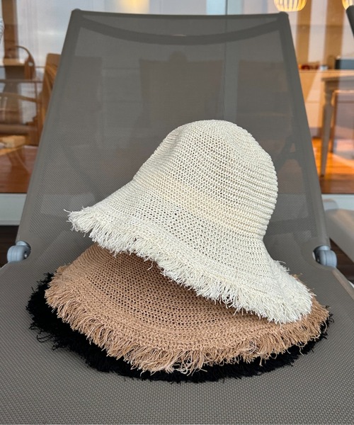 lawgy（ラウジー）の「straw like fringe hat / ストローライクフリンジハット（ハット・レディース・ダークベージュ/アイボリー/ブラック・FREE）」の16枚目の写真