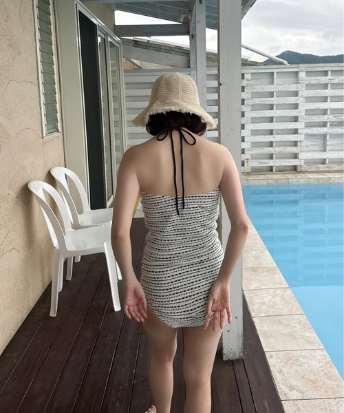 lawgy（ラウジー）の「straw like fringe hat / ストローライクフリンジハット（ハット・レディース・ダークベージュ/アイボリー/ブラック・FREE）」の7枚目の写真