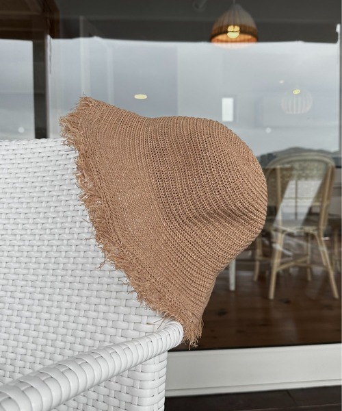 lawgy（ラウジー）の「straw like fringe hat / ストローライクフリンジハット（ハット・レディース・ダークベージュ/アイボリー/ブラック・FREE）」の13枚目の写真