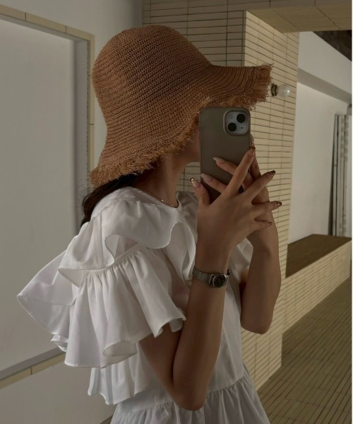 lawgy（ラウジー）の「straw like fringe hat / ストローライクフリンジハット（ハット・レディース・ダークベージュ/アイボリー/ブラック・FREE）」の19枚目の写真