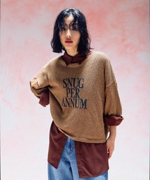 LEPSIM | 7ゲージジャガードロゴ6分袖プルオーバー　578489(ニット/セーター)