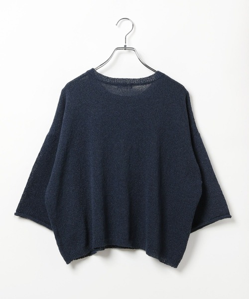 LEPSIM（レプシィム）の「7ゲージジャガードロゴ6分袖プルオーバー　578489（ニット/セーター・レディース・ブラウン/ネイビー/グレー・FREE）」の4枚目の写真