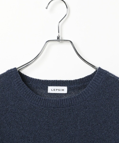 LEPSIM（レプシィム）の「7ゲージジャガードロゴ6分袖プルオーバー　578489（ニット/セーター・レディース・ブラウン/ネイビー/グレー・FREE）」の5枚目の写真