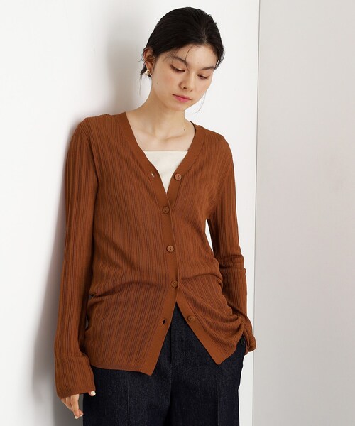 THE SHOP TK （ザ ショップ ティーケー ）の「ランダムリブカーディガン【洗濯機OK】（カーディガン/ボレロ・レディース・ナチュラル/キャメル/ブラウン系その他・12/13）」の3枚目の写真