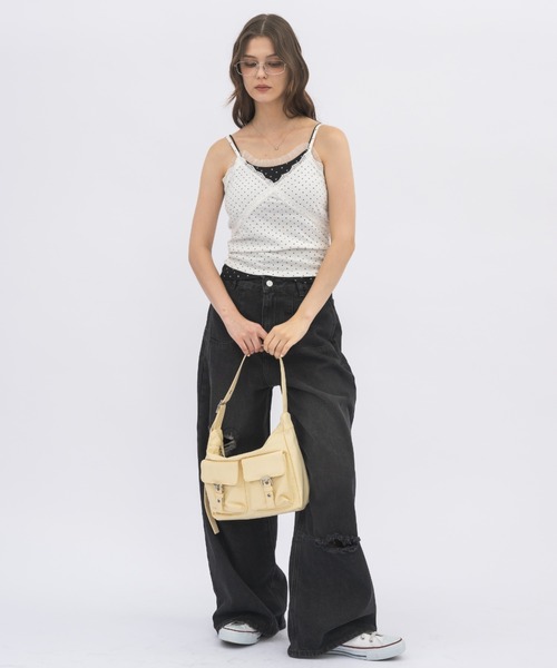 idem（イデム）の「dot lace camisole / ドットキャミソール（キャミソール・レディース・グレー/ブラック/ホワイト・FREE）」の10枚目の写真