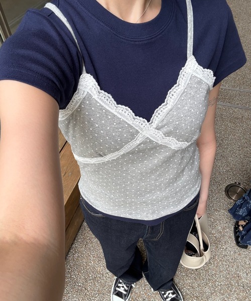 idem（イデム）の「dot lace camisole / ドットキャミソール（キャミソール・レディース・グレー/ブラック/ホワイト・FREE）」の11枚目の写真