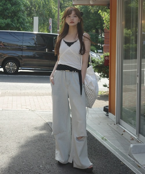 idem（イデム）の「dot lace camisole / ドットキャミソール（キャミソール・レディース・グレー/ブラック/ホワイト・FREE）」の15枚目の写真