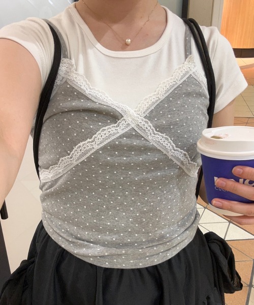 idem（イデム）の「dot lace camisole / ドットキャミソール（キャミソール・レディース・グレー/ブラック/ホワイト・FREE）」の16枚目の写真