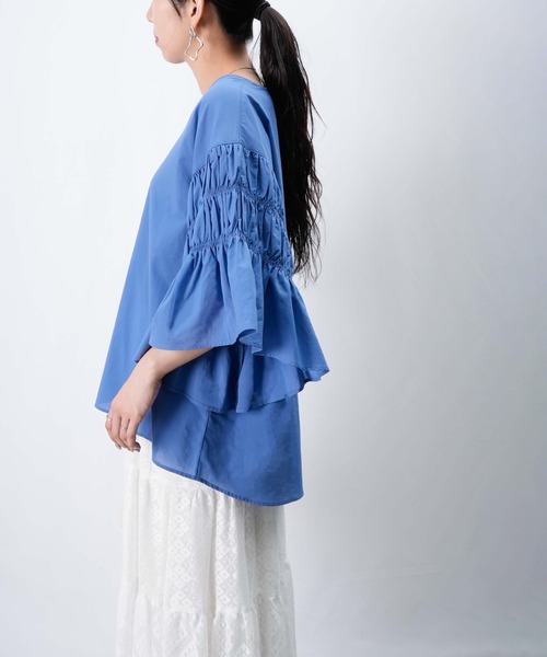 LUCA/LADY LUCK LUCA（ルカ/レディラックルカ）の「LC/LLL シャーリングフレアー袖ブラウス（シャツ/ブラウス・レディース・ベージュ/ブラック/ブルー・FREE）」の19枚目の写真