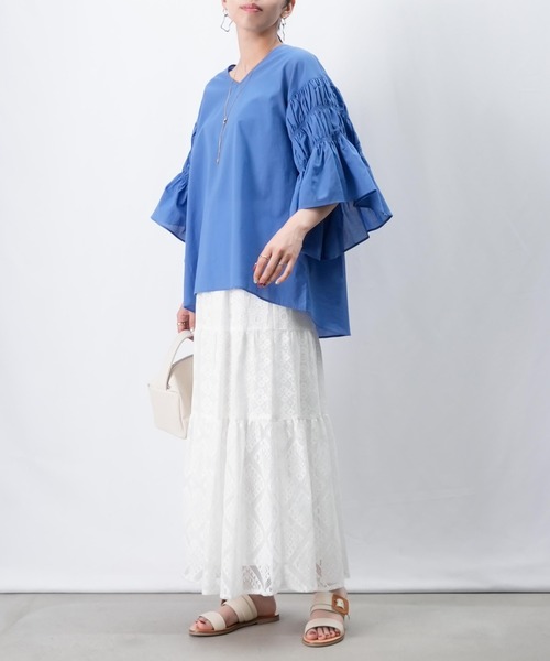 LUCA/LADY LUCK LUCA（ルカ/レディラックルカ）の「LC/LLL シャーリングフレアー袖ブラウス（シャツ/ブラウス・レディース・ベージュ/ブラック/ブルー・FREE）」の20枚目の写真