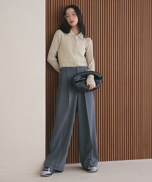 BEAUTY&YOUTH UNITED ARROWS（ビューティーアンドユースユナイテッドアローズ）の「ポリエステルブレンド ２タック タブワイドパンツ（その他パンツ・レディース・モカ/ダークグレー/ベージュ/グレー系/ナチュラル・M/XS/S）」の20枚目の写真