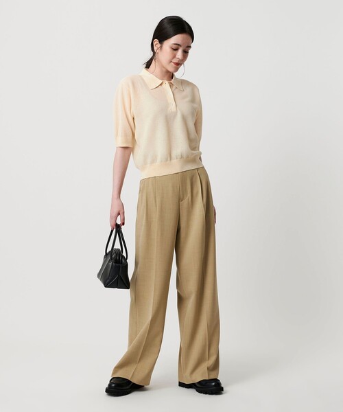 ポリエステルブレンド 2タック タブワイドパンツ（その他パンツ