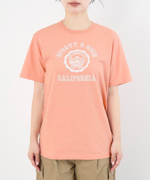 SPORTY&RICH（スポーティアンドリッチ）の「【SPORTY & RICH】"CALIFORNIA"ロゴプリント ソフトTシャツ（Tシャツ/カットソー・レディース・ピンク・S）」の10枚目の写真