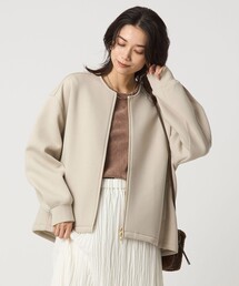 【美品】 グリーンレーベルリラクシング ノーカラー ジャケット 38 ベージュ green label relaxing 「green relaxing」 ノーカラージャケット