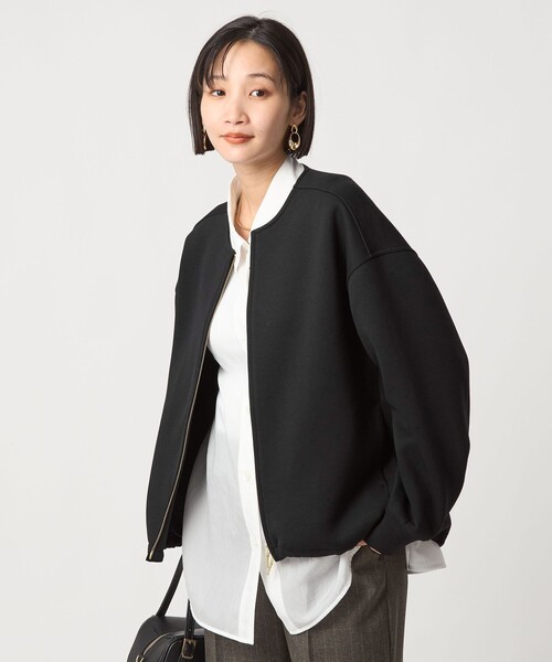 新品】　GREEN LABEL RELAXING サテン ノーカラー ブルゾン green label relaxing ブルゾン アウター ノーカラー レディース